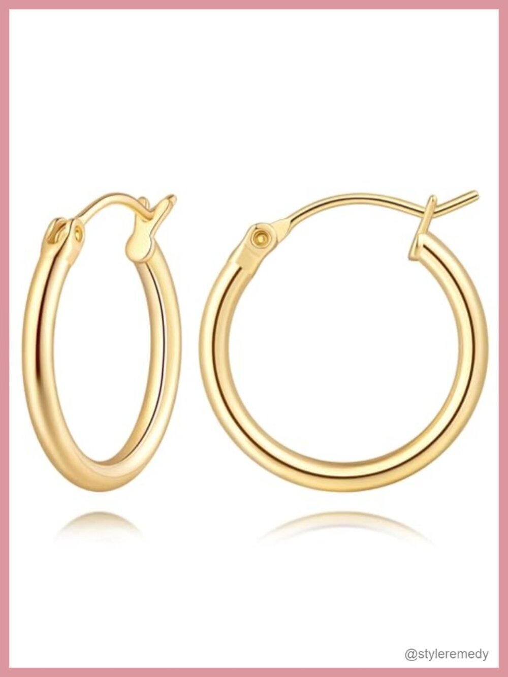 14K Gold Hoop Earrings for Women Hypoallergenic Click-Top Round